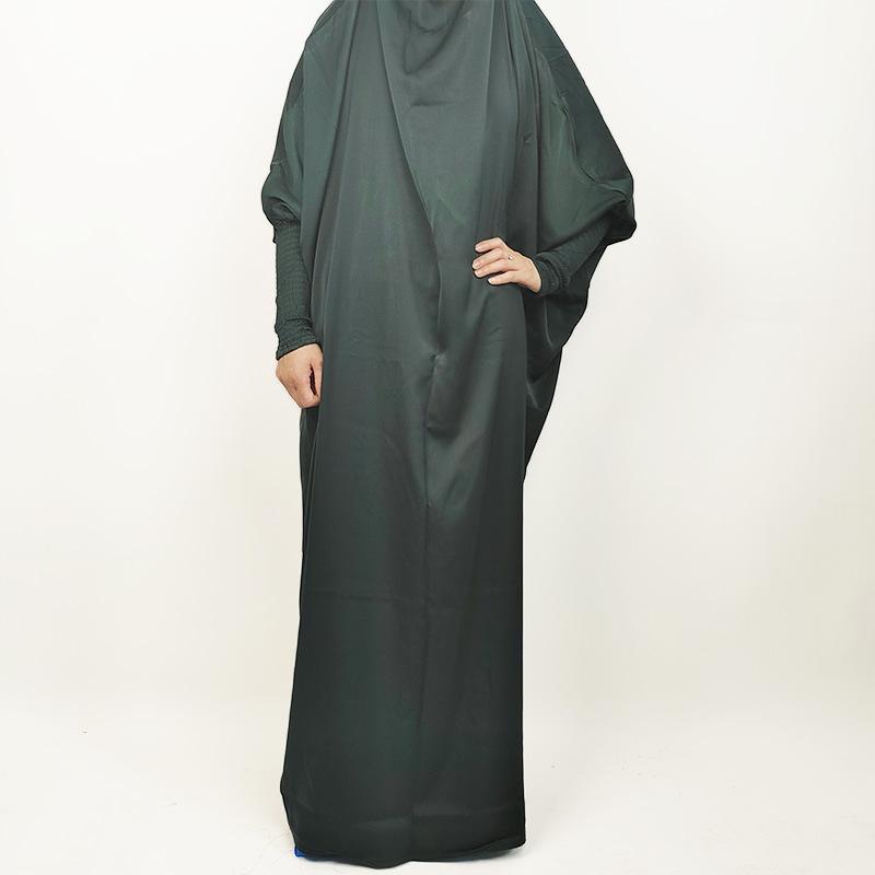 Product Introduction of High quality new selling Muslim large size women's dress solid color tight sleeve gown skirt dress. abaya 5