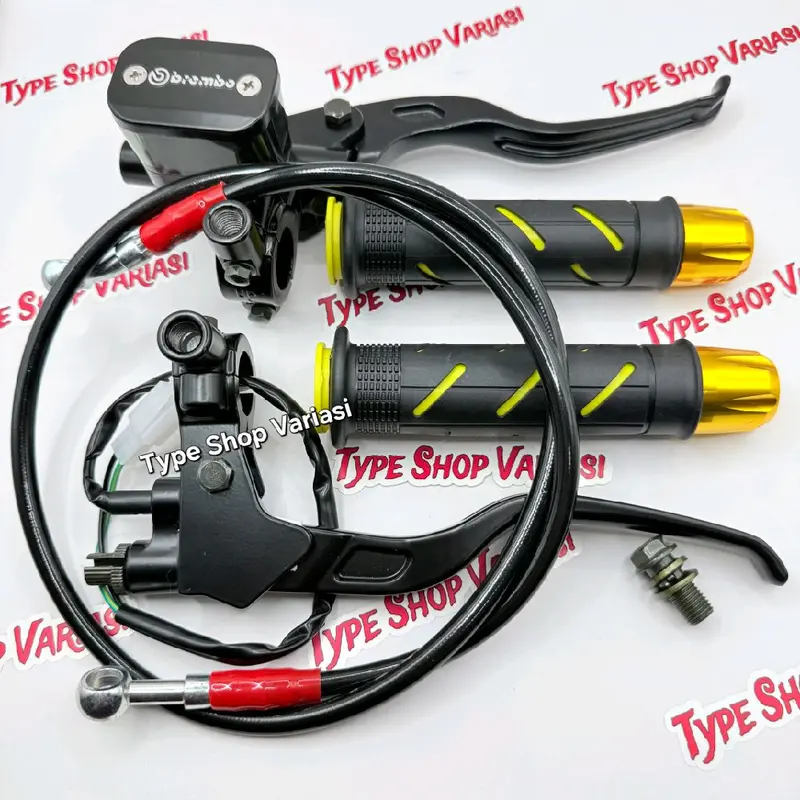 Paket 4in1 Master Rem Tabung Tipe Kotak + Handgrip Sisik + Jalu Stang Cnc + Selang Rem 95cm Universal Handle Kopling Motorcycle - Termurah Dan Berkualitas COD 3