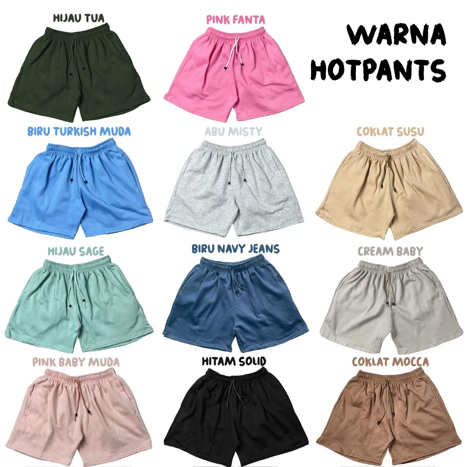 5 PCS CELANA SHORT PANTS CEWEK COWOK UNISEX BEST SELLER | CELANA HOT PANTS FLEECE DISTRO BAL | CELANA SANTAI PRIA WANITA