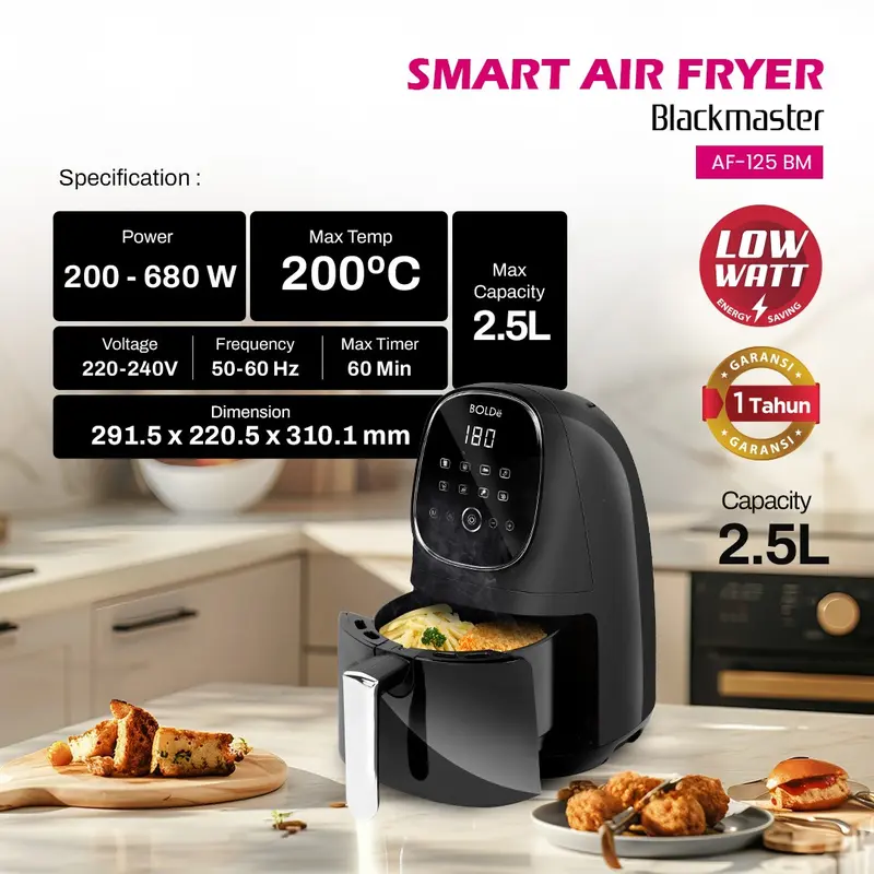 BOLDe Smart Air Fryer Blackmaster - Air fryer 2.5L 2