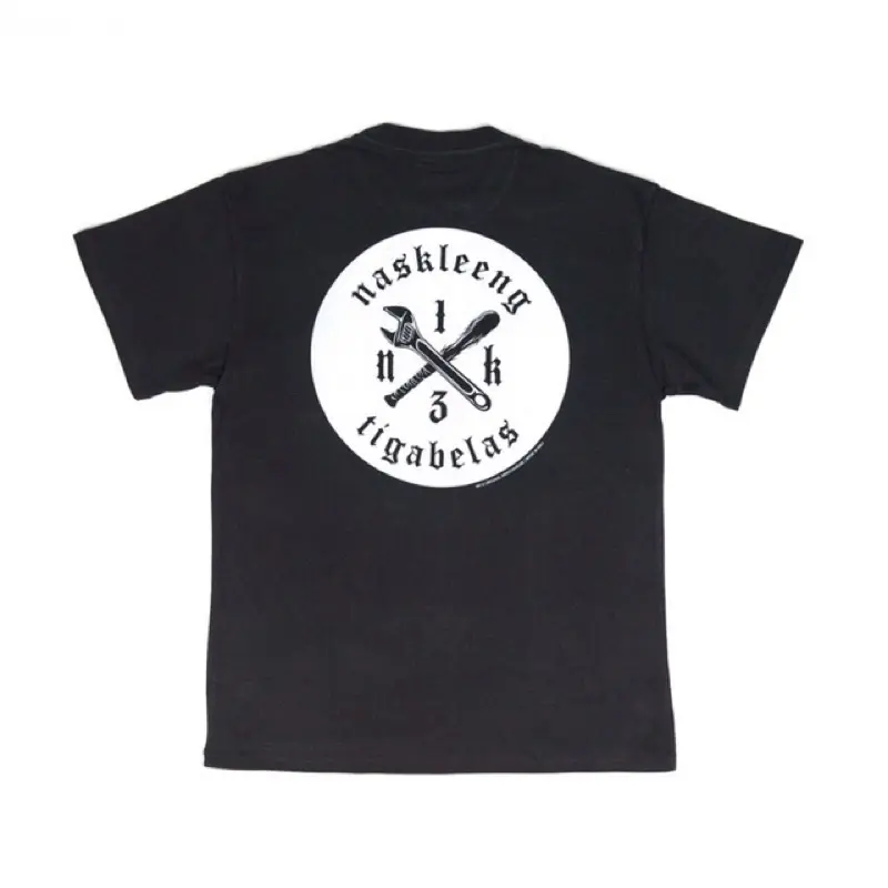 Baju Kaos NK13 NASKLEENG TIGABELAS | Tshirt Pria - Wanita 24s Cotton Combed | Premium Unisex -  Free Sticker Panjang 0