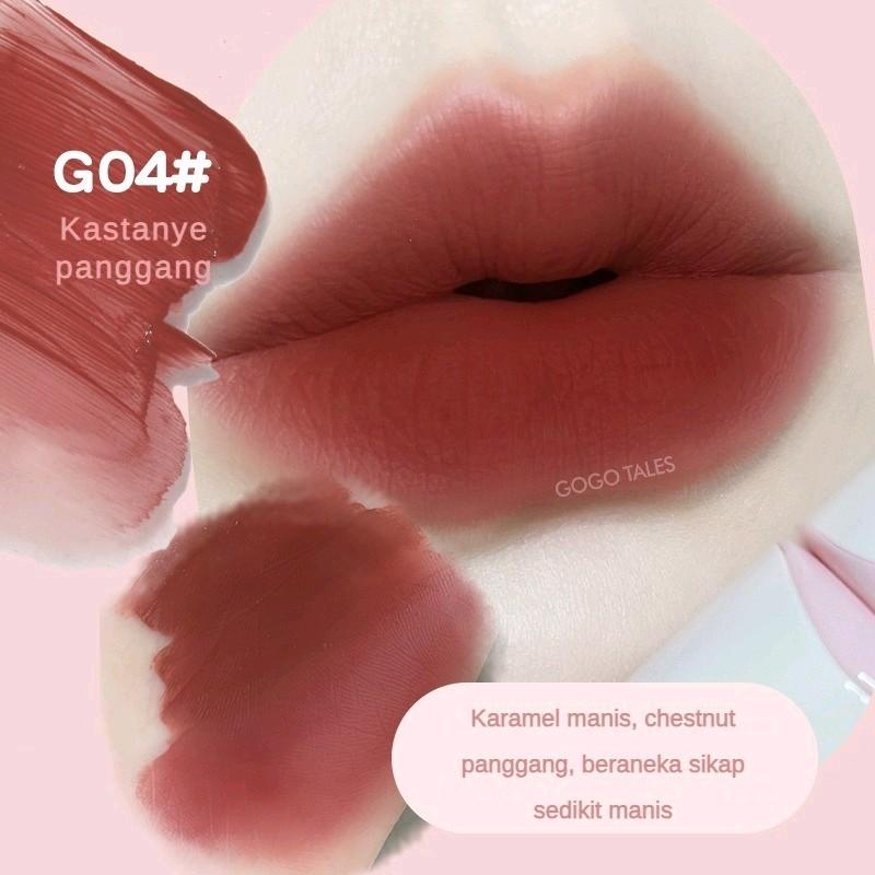 Gogo tales gogo dance water matte lip glasir lip gloss matte whitening tidak mudah menempel di cangkir gogotales lip cream terbaru 6