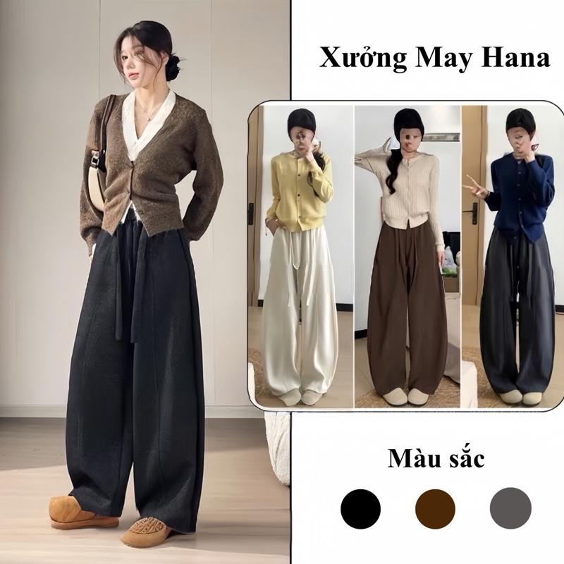 DẠ ÉP LÔNG QC - Quần Ống Rộng Dáng Bom Dạ Ép Lông Cao Cấp Dày Dặn Không Nhăn Xù ảnh thật