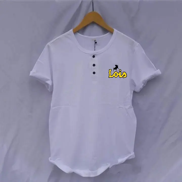 Baju Distro Kaos kancing pria Bahan katun Terbaru Lengan Pendek Pakaian Dewasa outfit cowok 3