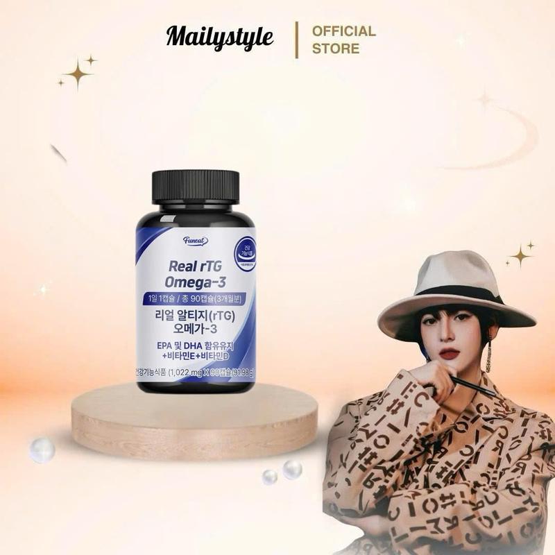 E96_ Viên uống Omega 3 rTG 1022mg Funeat Real rTG Omega 3 Hộp 90 viên