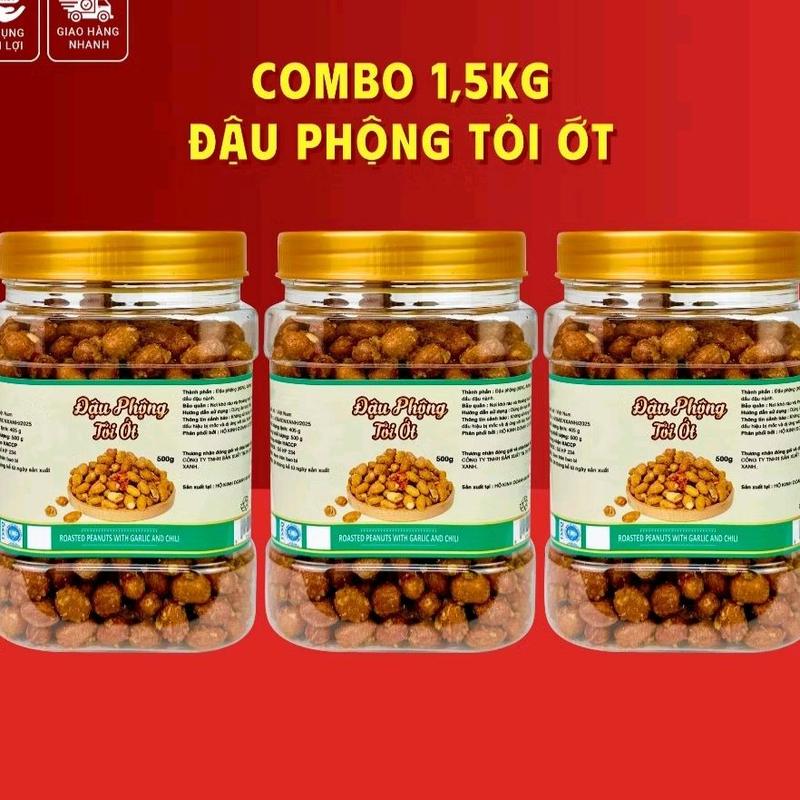  combo 1.5kg đậu phộng tỏi ớt ăn liền 