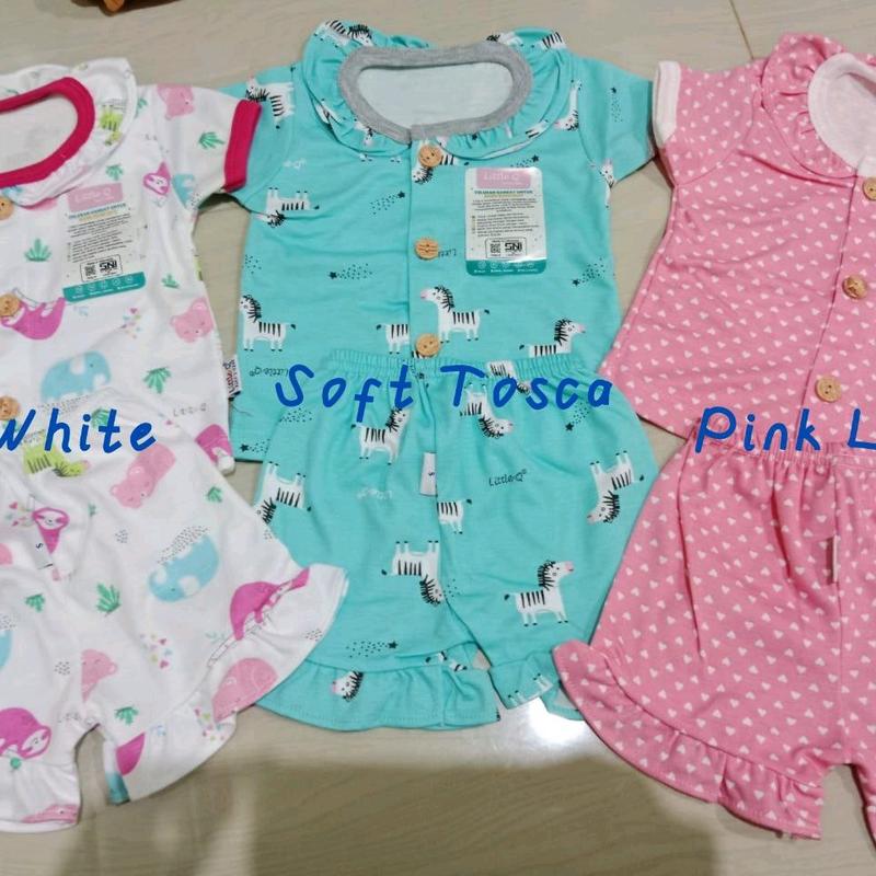 Little Q - BIS Rampel Baju Bayi Pendek Kancing Depan Celana Pendek 7