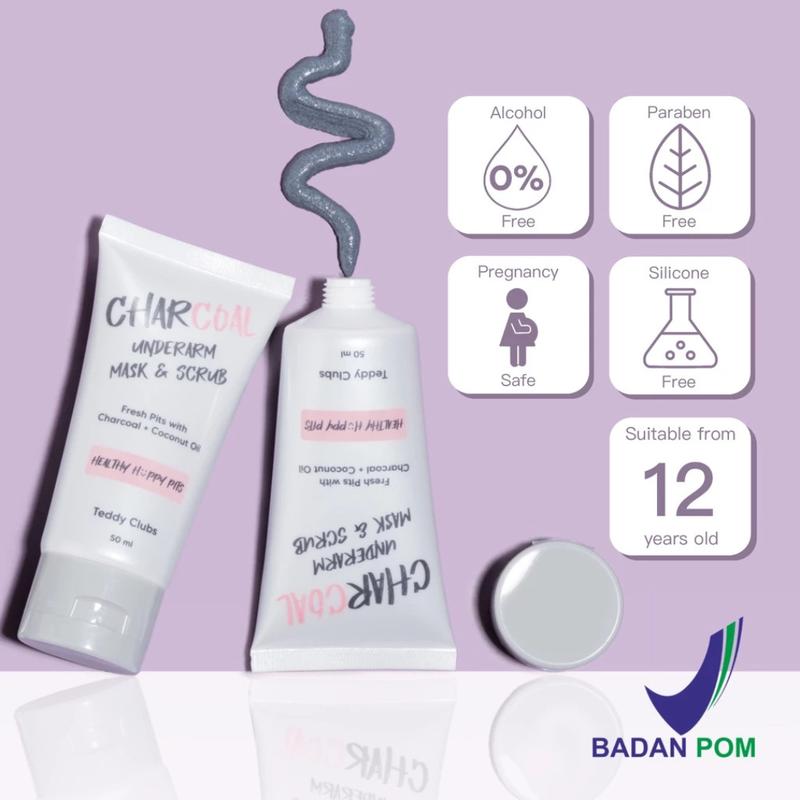 [2 PCS] Teddy Clubs Scrub dan Masker Ketiak Charcoal Dengan Kandungan Charcoal dan Coconut Oil untuk Menghaluskan dan Mengurangi Odor Ketiak 1