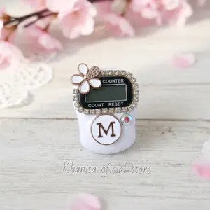 Khanisa Official Store Tasbih Digital Hias Diamon Bunga Inisial Huruf A-Z Souvenir Haji Umroh dengan Desain Elegan dan Fungsi Counter