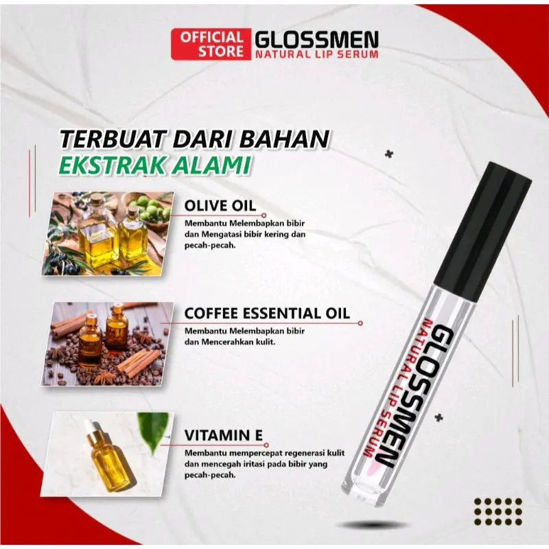 glossmen natural lip serum pria mengatasi bibir kering dan hitam Pemerah Bibir lipserum 2