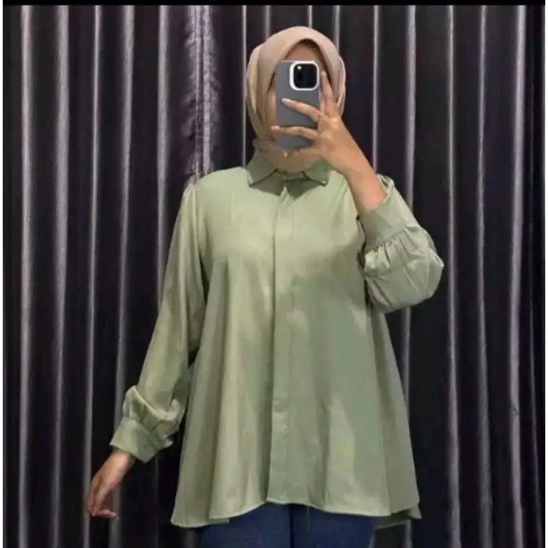 CAMELIA BLOUSE WANITA PANJANG CRINKLE AIRFLOW KANCING OVERSIZE BAJU TOP BEST SELLER