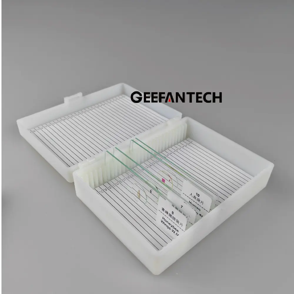 30PCS Biology Glass Microscope Slides Specimens Storage Box Case Plastic Rectangular 30 Slides Microscope Box