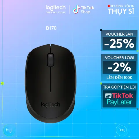 Chuột không dây Logitech B170 - USB, nhỏ gọn, phù hợp PC/Laptop
