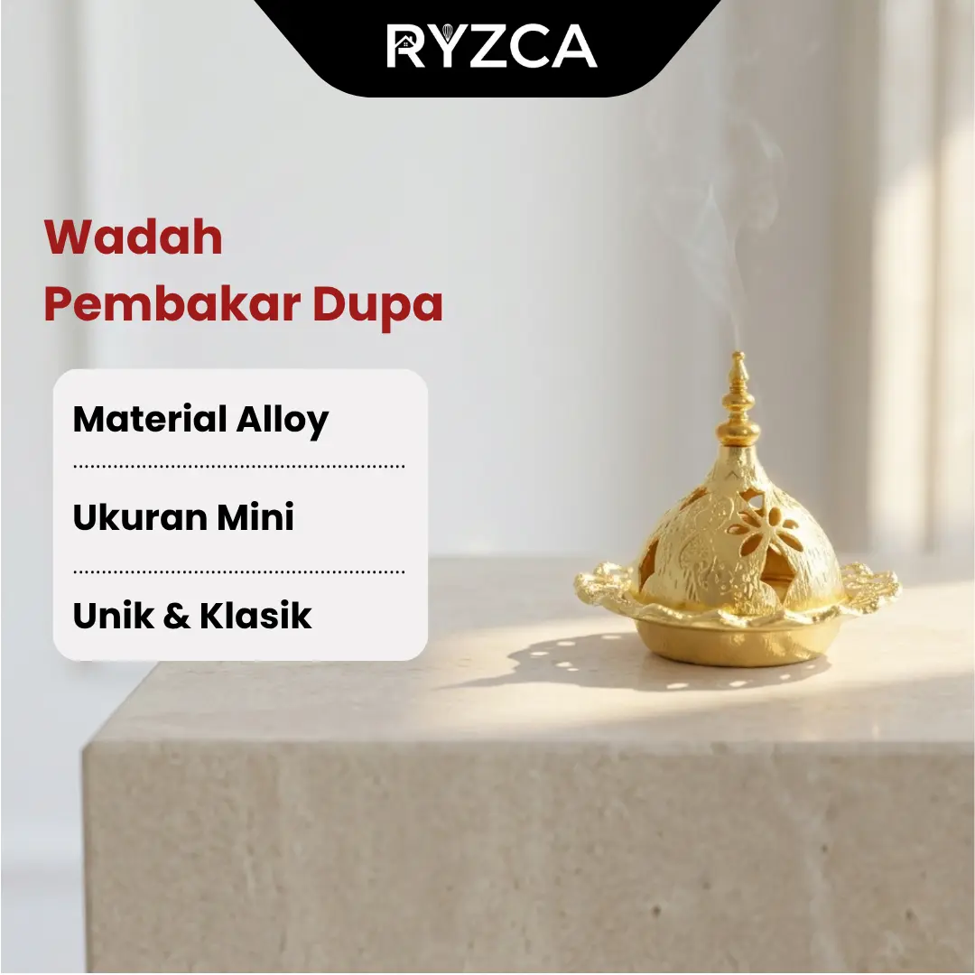 RYZCA Tempat Bakar Dupa Mabkharah Incense Burner Tungku Logam Emas Oleh Oleh Arab Suvenir Pembakar Mini