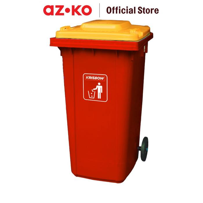 Gambar AZKO Krisbow Tempat Sampah Tutup Angkat Plastik Dengan Roda 240 Liter - Merah Trash Can Waste Bin Tong Sampah Keranjang Sampah Dustbin dari AZKO ID Kota Administrasi Jakarta Selatan Tokopedia