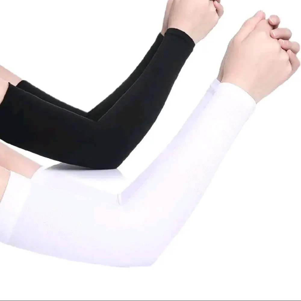 Manset Tangan Paket ( 1 Pasang )Warna Putih Cream Hitam, Handsock Tangan Lengan Panjang,Manset Tangan Polos, Sarung Lengan Pria Dan Wanita Muslim