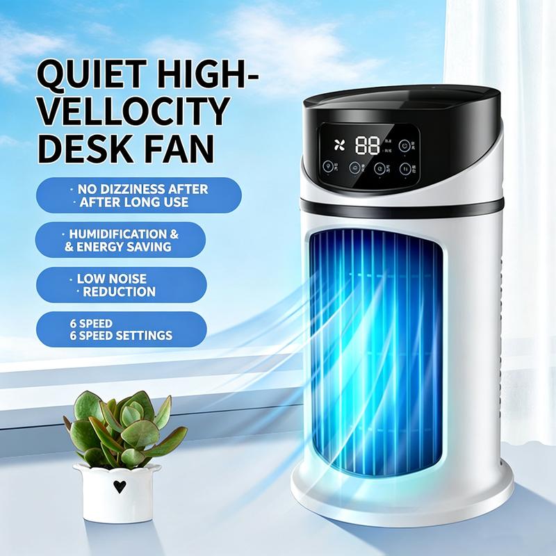Máy điều hòa không khí di động, quạt tháp nhỏ cao 9,5 inch, 6 tốc độ, với bình…