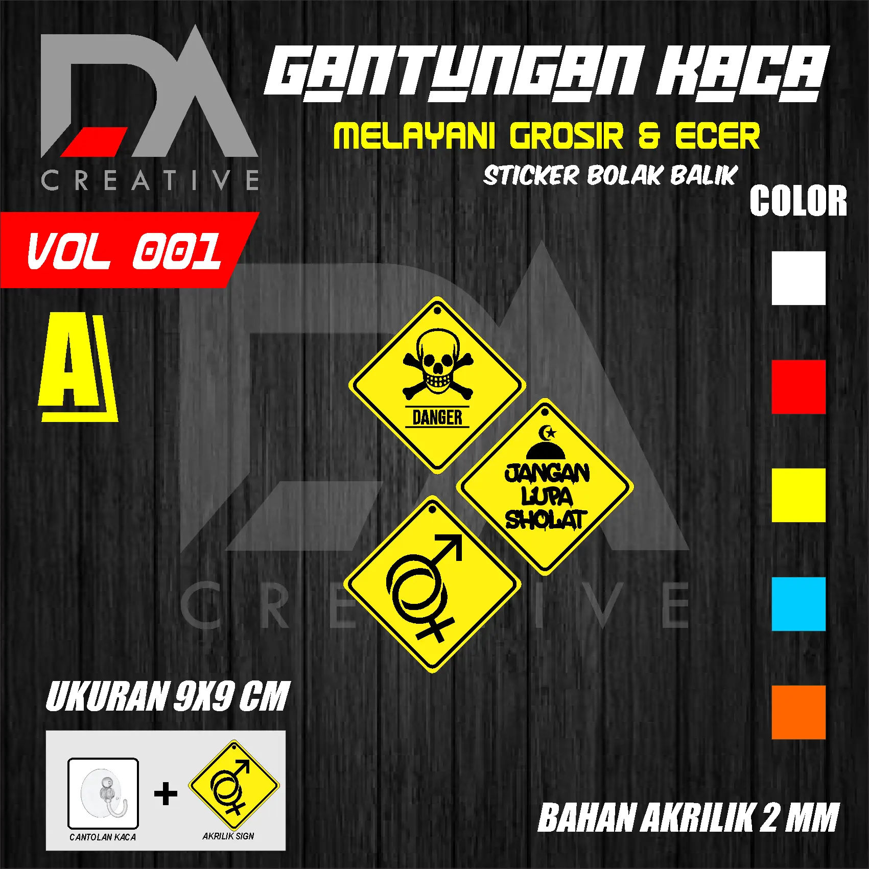 PAKET GANTUNGAN KACA RANDOM WARNA KUNING DA CREATIVE Hiasan Acrylic