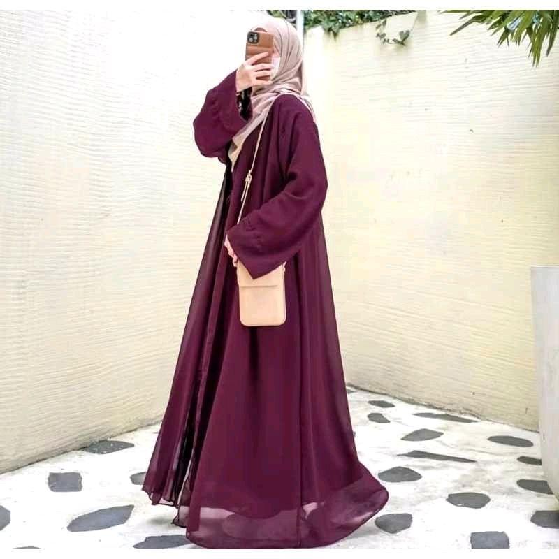 Product Introduction of Set Gamis Salwa Abaya 2in1 Gamis Dan Outer Bahan Ceruty Babydoll Gamis Muslimah Terbaru Kekinian By You Glow Fashion 15