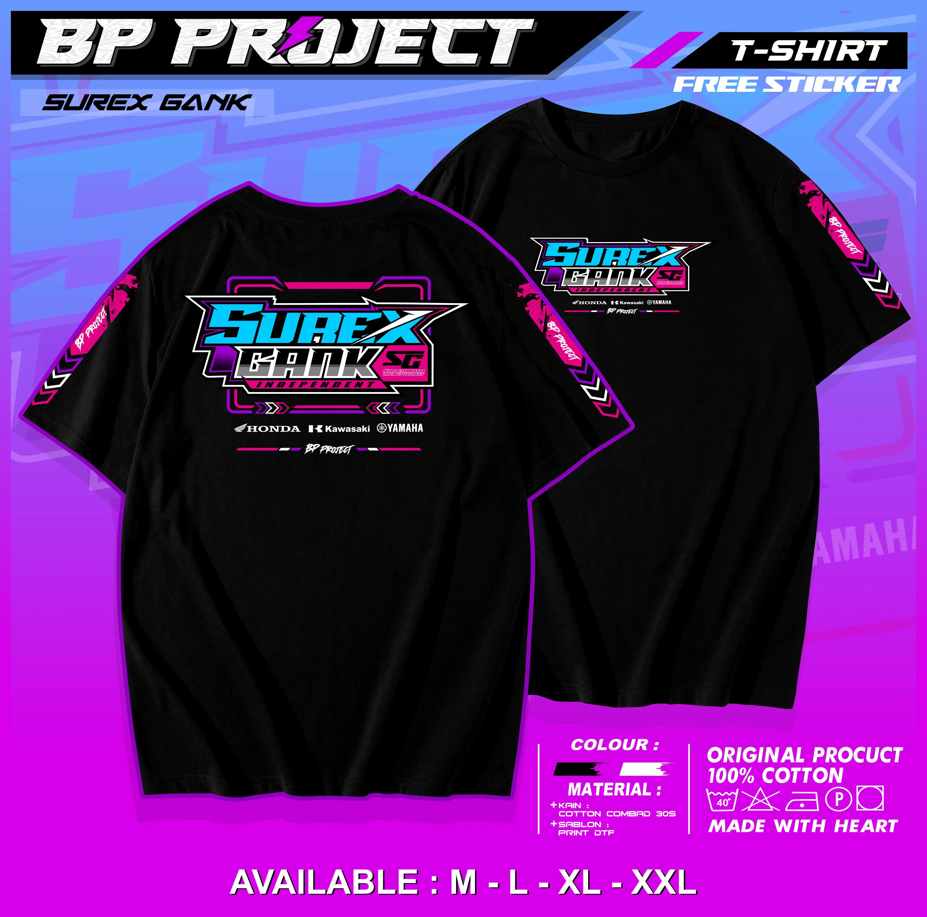 KAOS SUREX GANK SUPERMOTO HEREX GANK DRIVER CRF KLX DTRACKER KTM - KAOS DISTRO CUTTON COMDBED 30s SUREX GANK PRIA WANITA FREE STICKER Keren