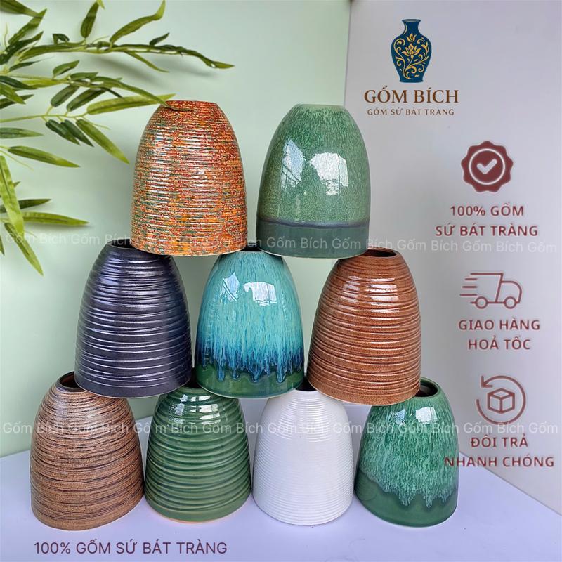 Bình Hoa Dáng Chuông Mini Cao 15cm Gốm Sứ Bát Tràng bình sứ cắm hoa kẽm nhung