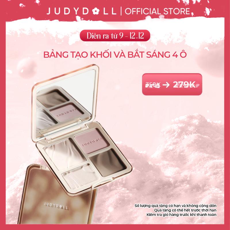   SPD JUDYDOLL Bảng phấn tạo khối bắt sáng 4 màu Highlight Contour Palette Mềm mịn Tự nhiên Lâu trôi 9g 