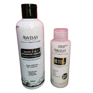 READY️ AWDAY BUNDLING PAKET SUPER HEMAT KERATIN CHARCOAL SHAMPOO 250ML & HAIR CREAM CONDITIONER TANPA BILAS 100ML shampo smoothing