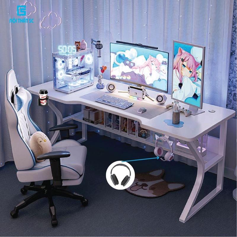  Bàn gaming bàn làm việc Nội Thất 5C chân chữ K sắt hộp 2x4cm sơn tĩnh điện mặt bàn gỗ mdf 15mm gaming dày 15mm có 2 nắp luồn dây điện tiện lợi  Nội thất 5C  