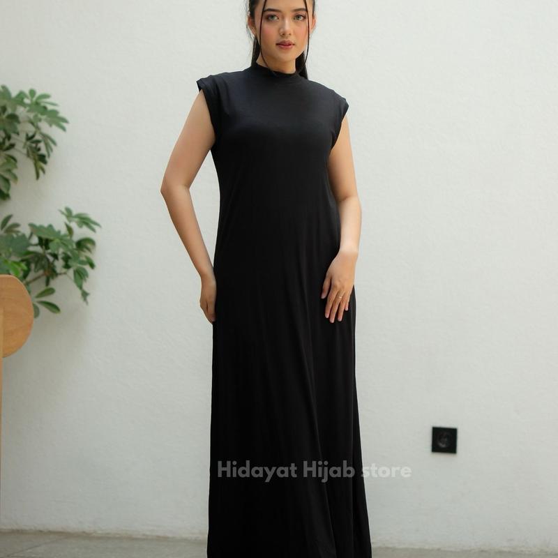 Manset Dress Buntung Kaos/Gamis Tanpa Lengan Kaos Rayon Baju Fit Panjang Melar Standar 4