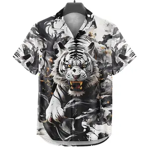 GOKS Baju Kemeja Motif Laki Laki Perempuan Full Print Printing Kemeja Vintage 668 SPLASH HARIMAU