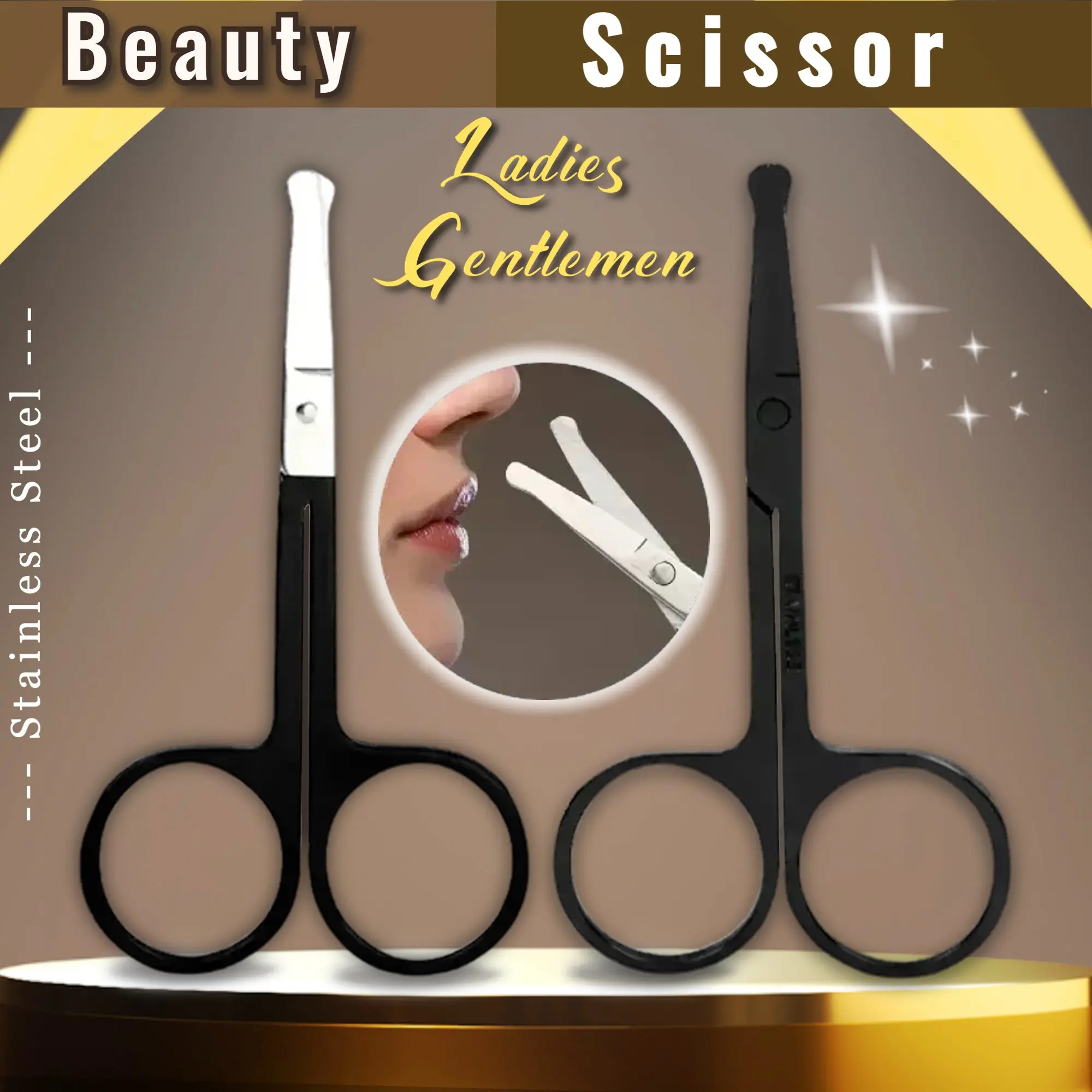 Stainless Steel Fine Hair Beauty Eyebrow Nose Premium Scissor Multipurpose Round Trimmer (1 Pcs) Makeup Cosmetic