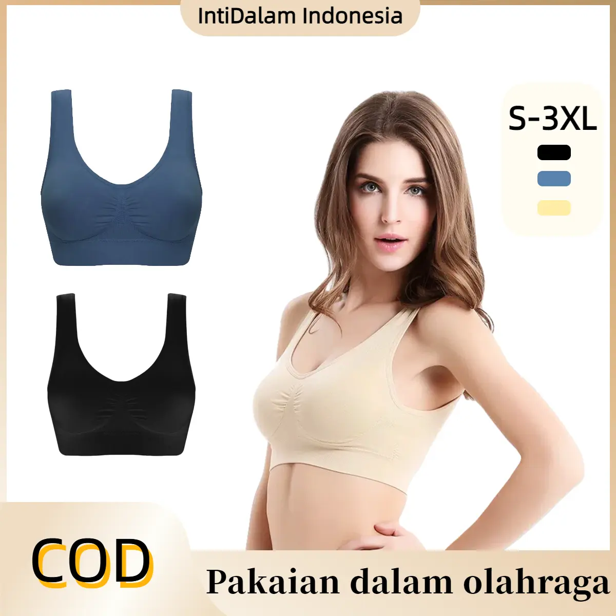 2pcs Sport Bra Dada Latihan Yoga Tanpa Cincin Baja Pakaian Dalam Wanita Bra Wanita Katun Murni Ultra Tipis Bebas Spons Bernapas Tidak Cembung Menyerap Tidak ada bantalan dada SP820