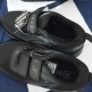 ERAZIO Wave - Sepatu Sekolah Perekat Velcro Strap 2 Black White All Black Sepatu Anak Laki Laki Dan perempuan Ringan Size 31-40 Fashion