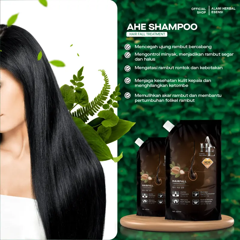 AHE Hair Fall Treatment Shampoo Hair Care Anti Hair Loss Oil Control Anti Dandruff Shampoo Anti Rontok Shampoo Anti Ketombe with Keratine and Zinc 300ML 5