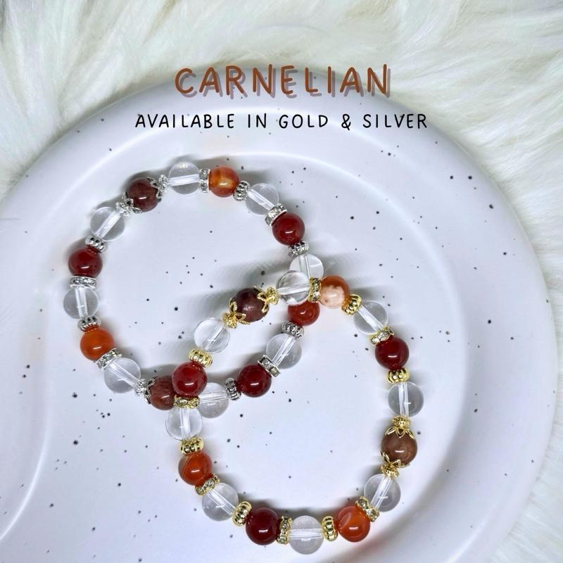Carnelian + Bronze Rutilated Quartz + Red Agate Crystal Bracelet 0