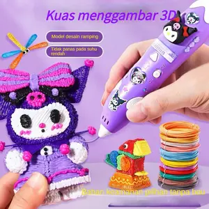 Kuromi Happydiy 2025 Mainan Edukasi Anak, Pena Ajaib 3D Printing, Pena Gambar 3D, Pelatihan Kerajinan Tangan DIY, Pena 3D Anak, Bahan Suhu Rendah, Zero Polusi, Material Ramah Lingkungan