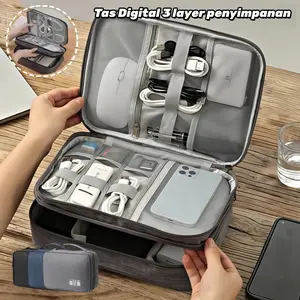 Travel Bag Digital Organizer 3 Layer Resleting Water Resistant / Tas Penyimpanan Kabel Charger Tas Digital 3 layer waterproof berkualitas/Tas penyimpanan kabel data pengisi daya/Tas penyimpanan bank daya