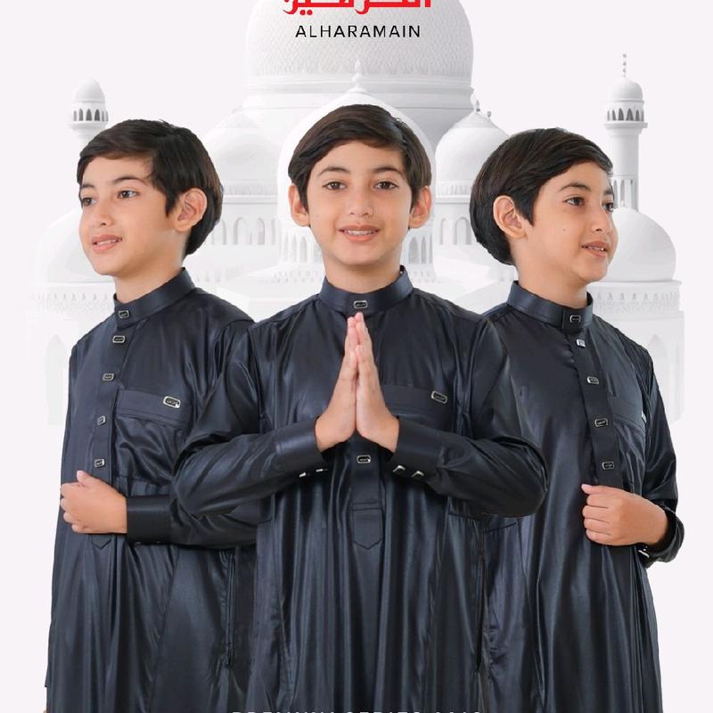 AL HARAMAIN JUBAH/GAMIS PRIA DEWASA DAN REMAJA PREMIUM IMPORT MANSET HITAM 6