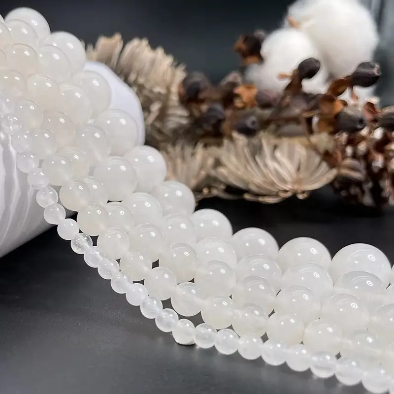 Đá Quý Ngọc Bích Trắng Sữa, Hạt Ngọc Trai Tròn Mịn, Đính Kèm Để Thiết Kế Làm Đồ Trang Sức, Đồ Thủ Công Thủ Công Tự Làm, Thích Hợp Cho Vòng Tay, Vòng Cổ, Hoa Tai, Chất Lượng AAA, Dài 15,5 Inch, Đá Bán Quý, Hạt Đệm Đá Quý, Hạt Bán Chạy