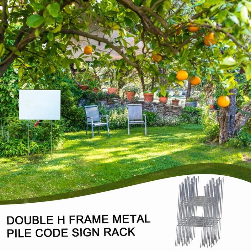 Product Introduction of Sturdy Double H Frame Metal Stakes Yard Signs Holder, Pack of 10 Metal Stake 10 x 24 inch Wire Stake, Yard Sign Holder fit 4mm or 5mm Corrugated Signs Panel Ship Same Day 10