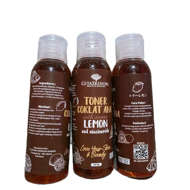 BUNDLING 3 PCS 100ML TONER KELUPAS BPOM TONER COKLAT AHA LEMON ORIGINAL GITASKINORI TONER FLEK  Mencerahkan Kotoran Perawatan Wajah extra badan jerawat 0