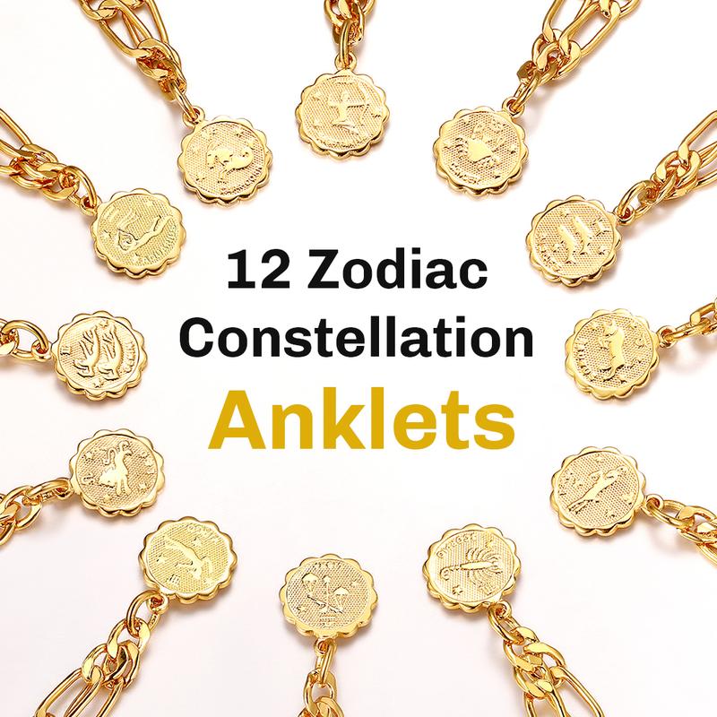 Product Introduction of Horoscope Star Sign Figaro Chain Anklet Constellation Zodiac Jewelry 7