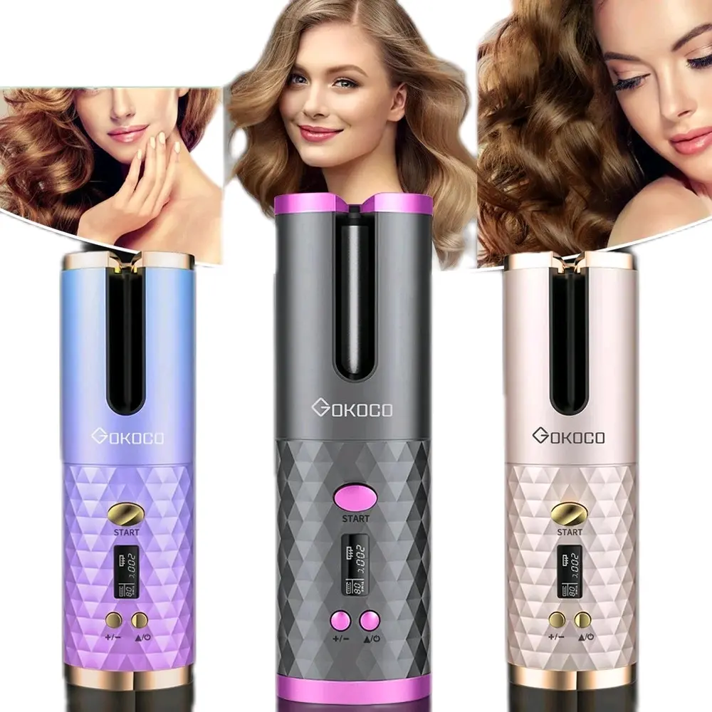 GOKOCO Cordless Automatic Hair Curler/Set Alat pengriting rambut Wireless Otomatis Original full gress
