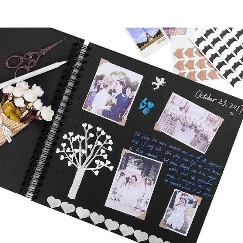Sổ Lưu Niệm Album Ảnh, Giấy Thủ Công Tự Làm, Sổ Lưu Niệm Album Ảnh, 1 Chiếc, Thích Hợp Cho Quà Tặng Kỷ Niệm Ngày Cưới Và Sách Trí Nhớ Decor Diy 3