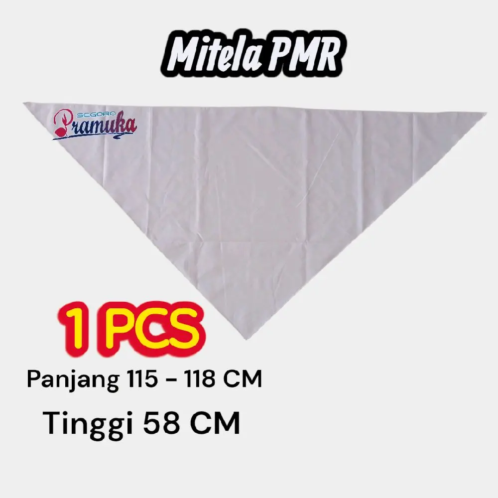 Pramuka Mitela PMR Putih Polos SUPER HALUS 1 PCS Panjang 115-118 CM Tinggi 58 CM