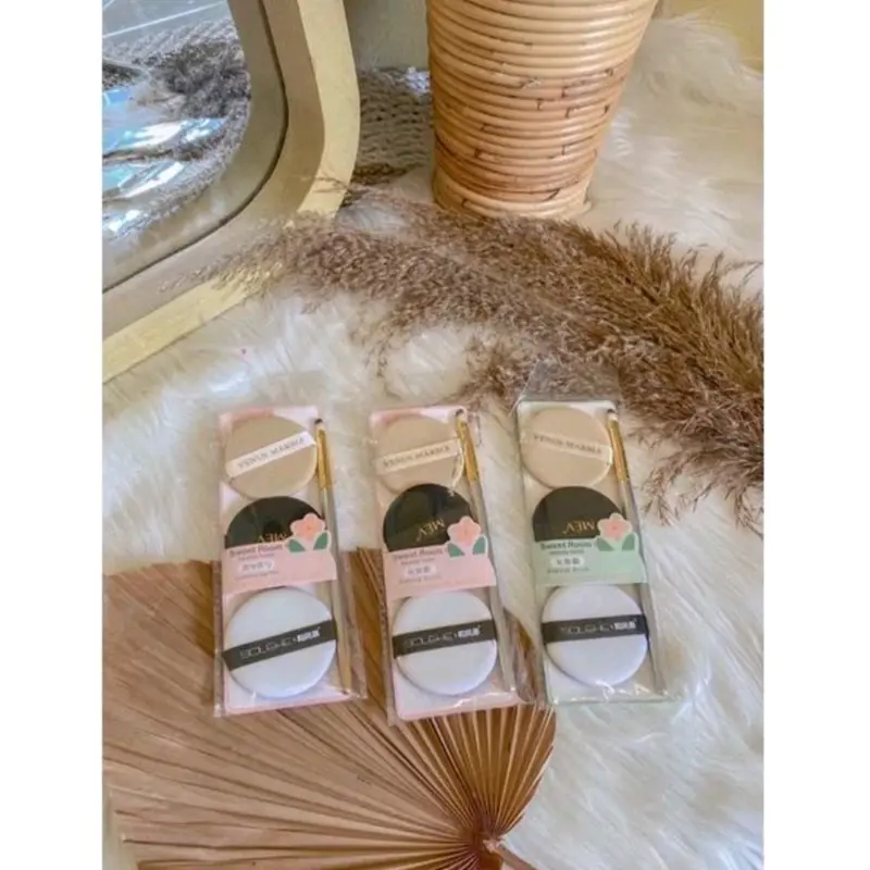 Sponge Bedak Isi 3 pcs+ Brush Set Beauty Tools Spons Cushion 4in1 2