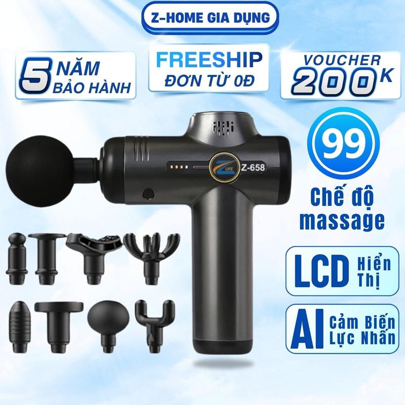 [BẢO HÀNH 5 NĂM] Máy massage cổ vai gáy, lưng, tay, chân, toàn thân 99 cấp độ 8 đầu mát xa Z658, lực đấm mạnh, pin trâu 3000mAh