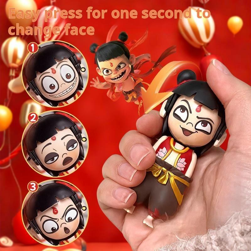 Đồ Chơi Thay Đổi Khuôn Mặt Nezha, Móc Chìa Khóa, Mặt Dây Chuyền Sáng Tạo, Dễ Thương Và Vui Nhộn, Thay Thể Hiện Thái Độ Theo Ý Muốn 5