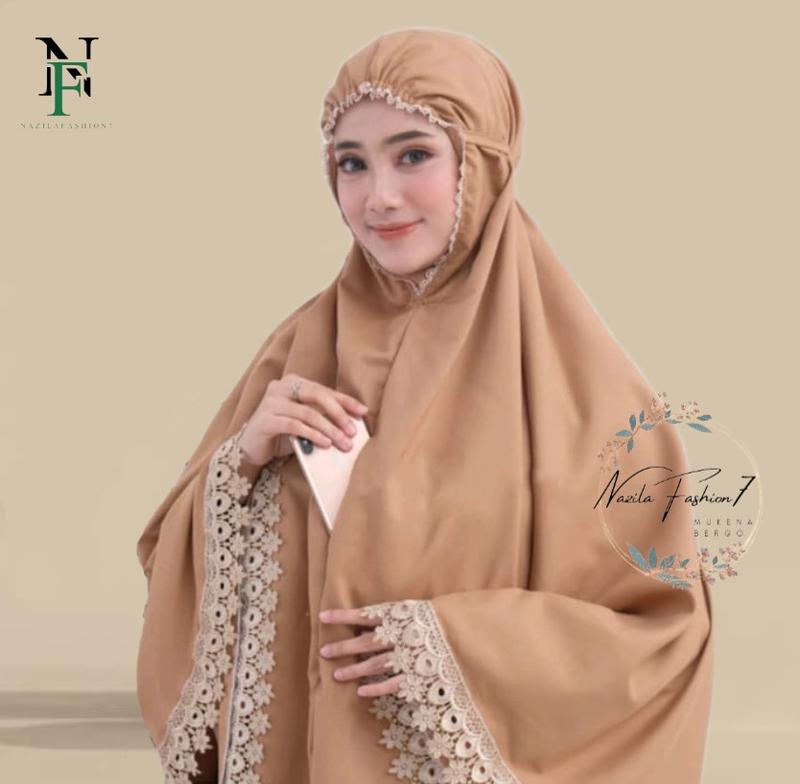 Product Introduction of Bergo Umroh Dan Haji Bersaku Renda ziper Katun Premium 2