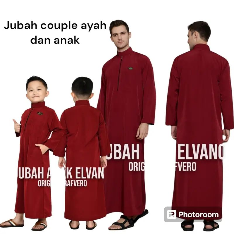 Baju jubah gamis elvano couple ayah dan anak - jubah gamis pria baju koko gamis anak laki-laki 4.5.6.7.8.9..10.11.12 tahun jubah polos sanghai Muslim Dewasa 4